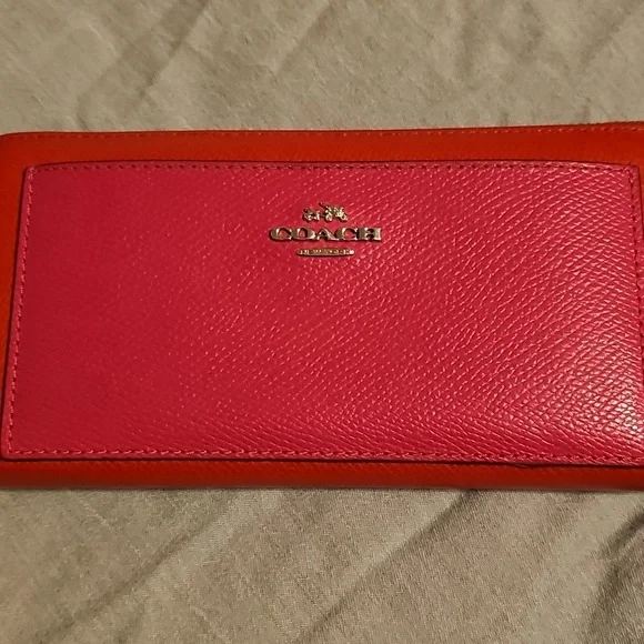 Coach Vibrant Red and Pink Leather Wallet - Picture 1 of 10